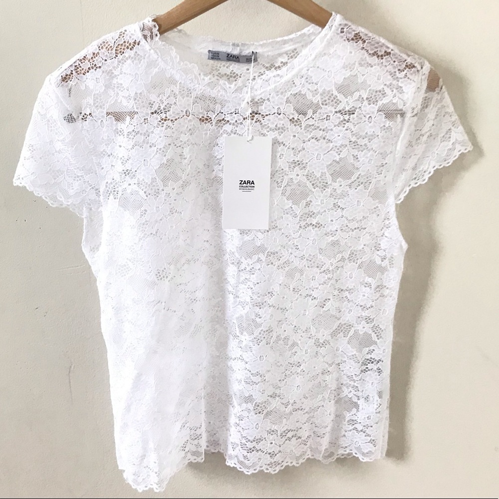 [Zara] NWT White Lace Top